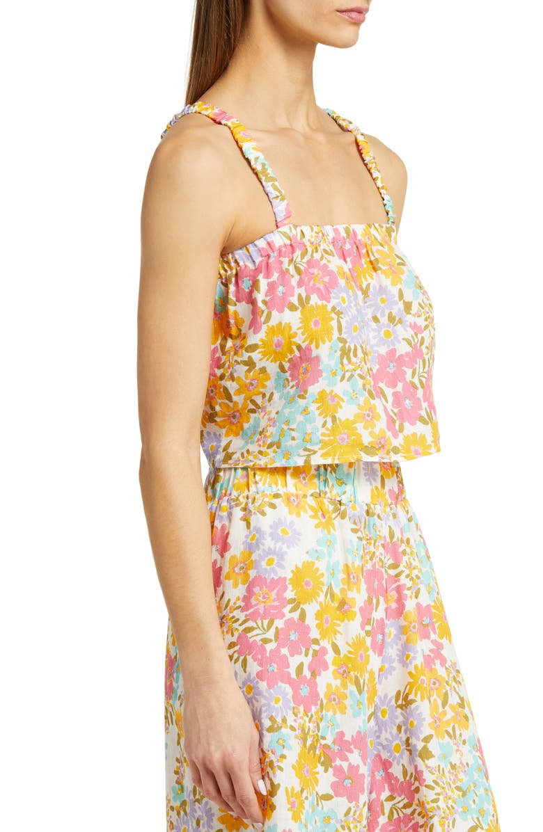 Vitamin A<sup>®</sup> Tallows Floral Linen Cover-Up Crop Top, Alternate, color, Ecolinen Wildflower