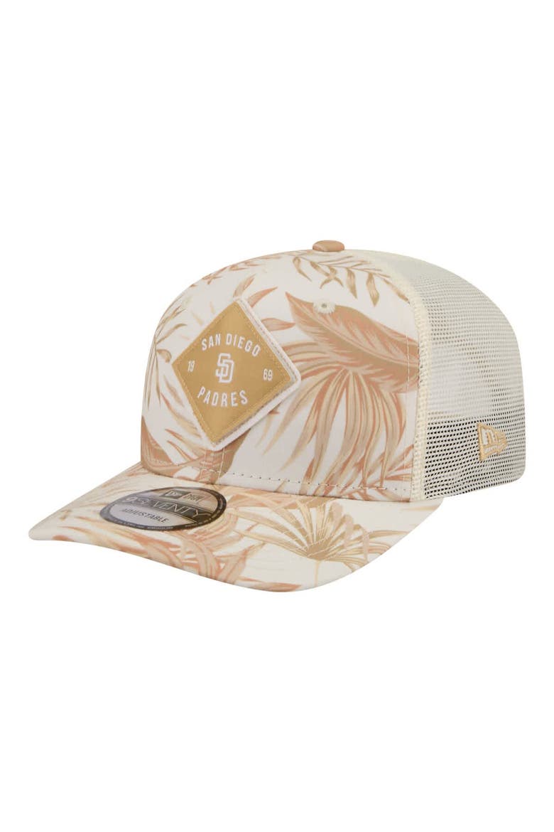 Men's New Era  Tan San Diego Padres Tonal Palm COOLERA 9SEVENTY Adjustable Trucker Hat, Main, color, Tan