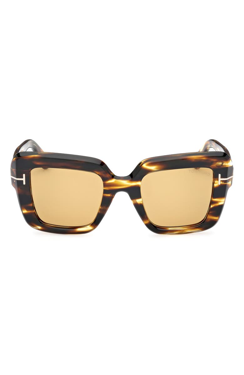 TOM FORD Esme 50mm Square Sunglasses, Main, color, Shiny Honey Brown / Amber