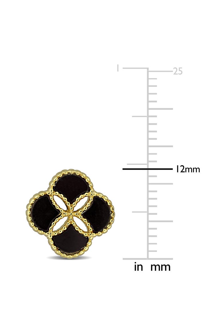 Black Agate Quatrefoil Stud Earrings, Alternate, color, BLACK