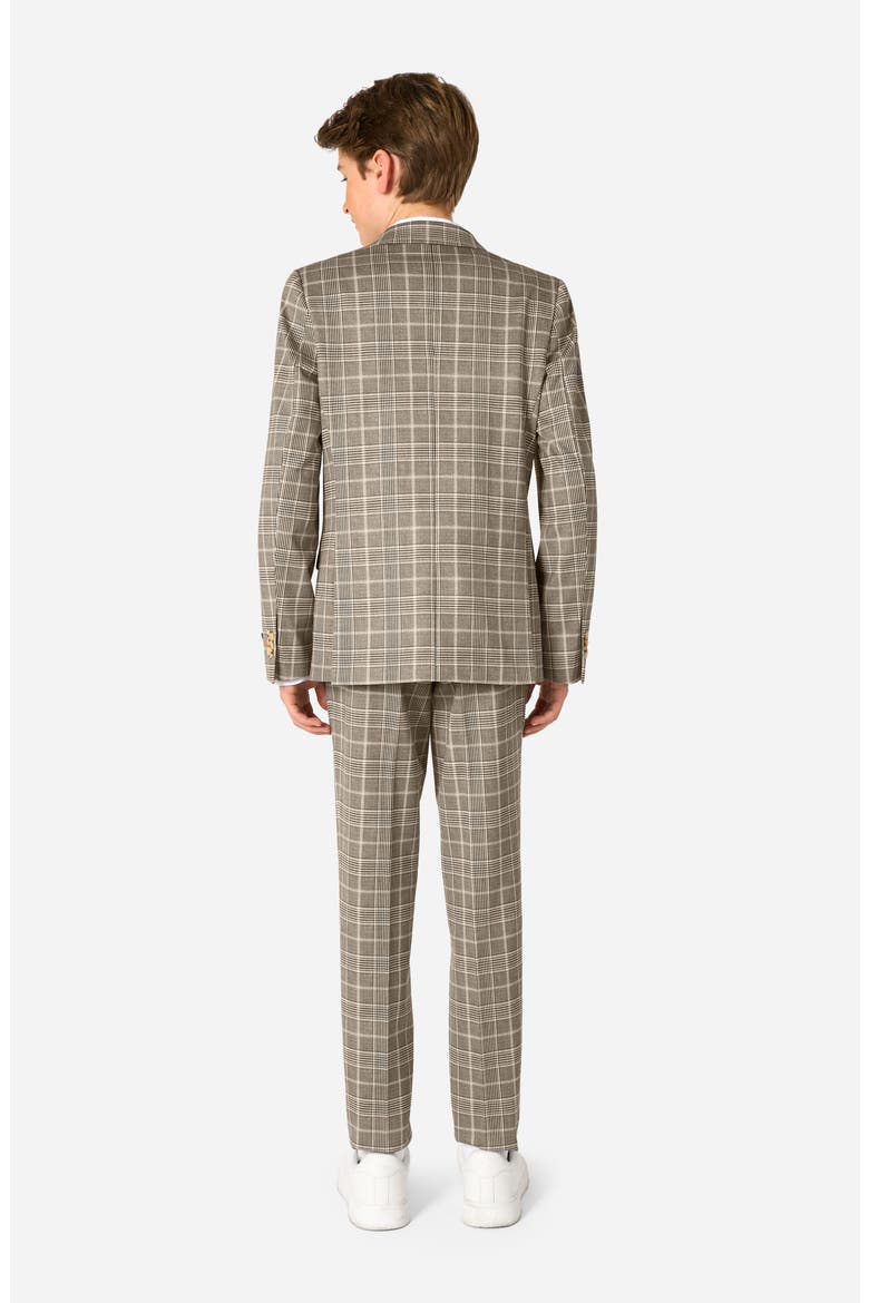Kids' Daily Tan Glen Check Stretch Suit, Alternate, color, BROWN MULTI