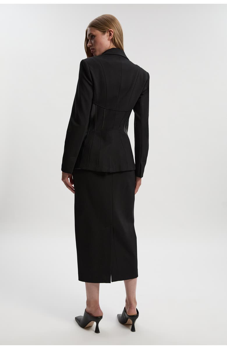 Karen Millen Ponte PU Pencil Skirt, Alternate, color, Black