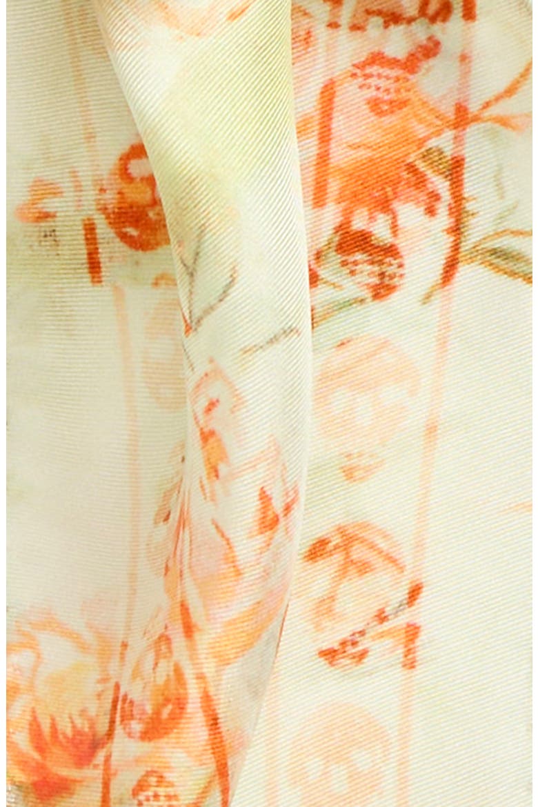 Floral Creased Silk Scarf, Alternate, color, ACQUA