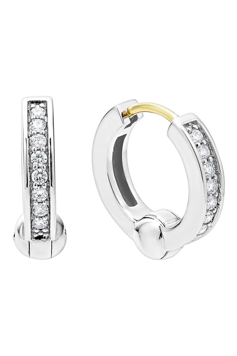 Caviar Spark Diamond Huggie Hoop Earrings, Alternate, color, SILVER DIAMOND