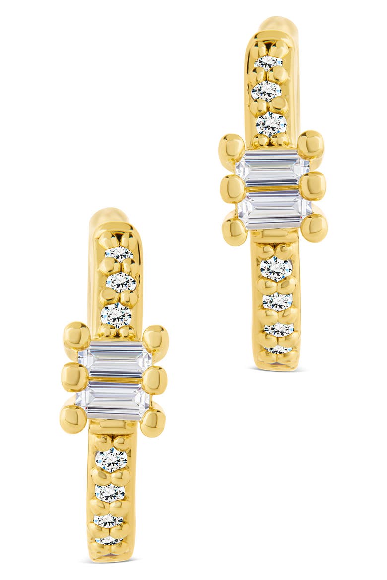 Kristin Emerald Cut Cubic Zirconia Micro Hoop Earrings, Alternate, color, GOLD