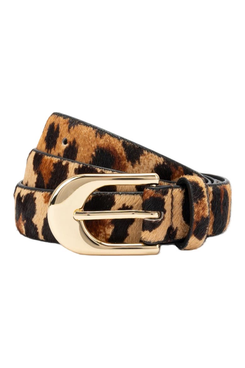 Leopard Calf Hair Slide Belt, Main, color, LEOPARD