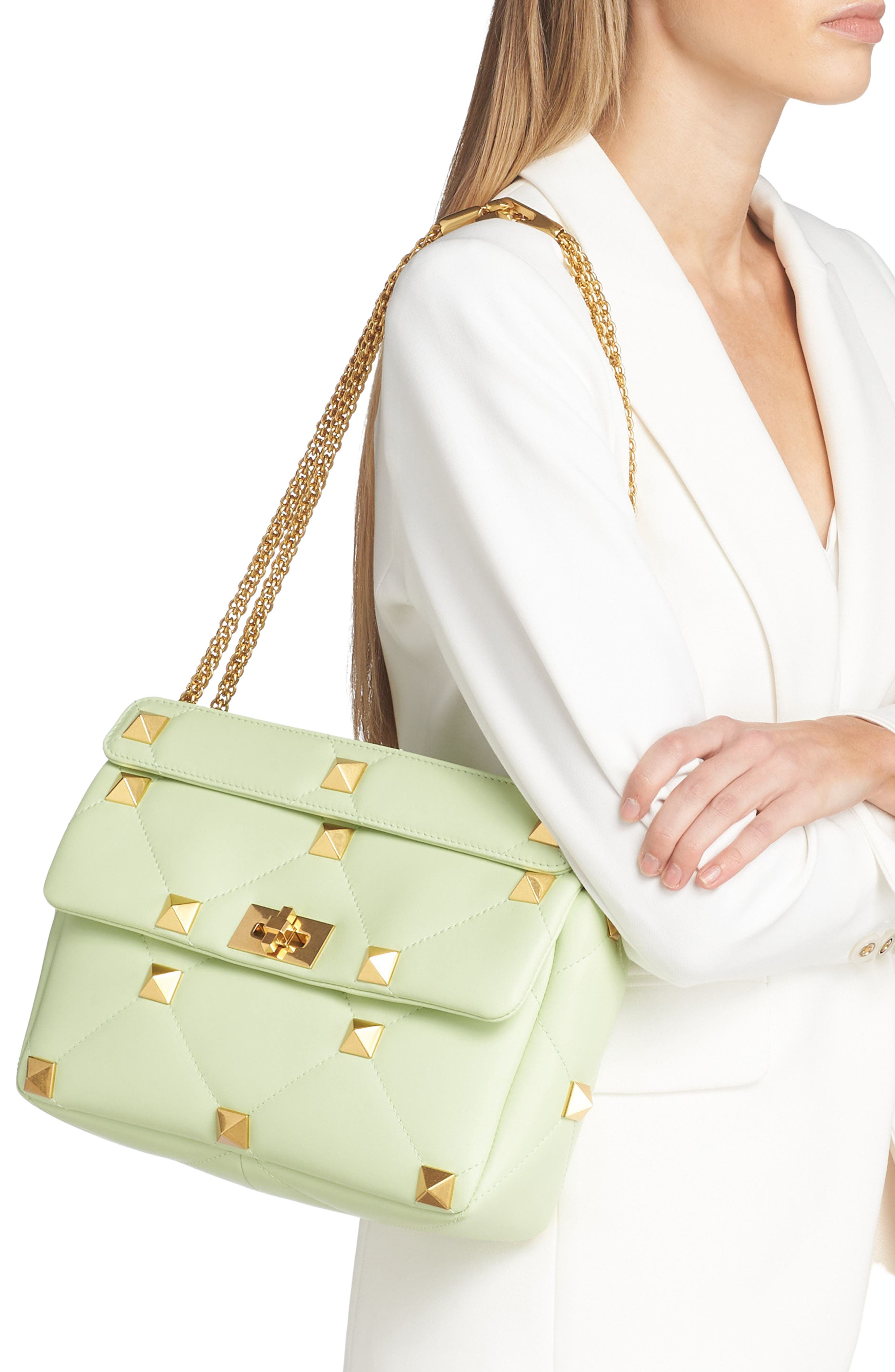 Valentino Garavani Large Roman Stud Shoulder Bag, Alternate, color, 