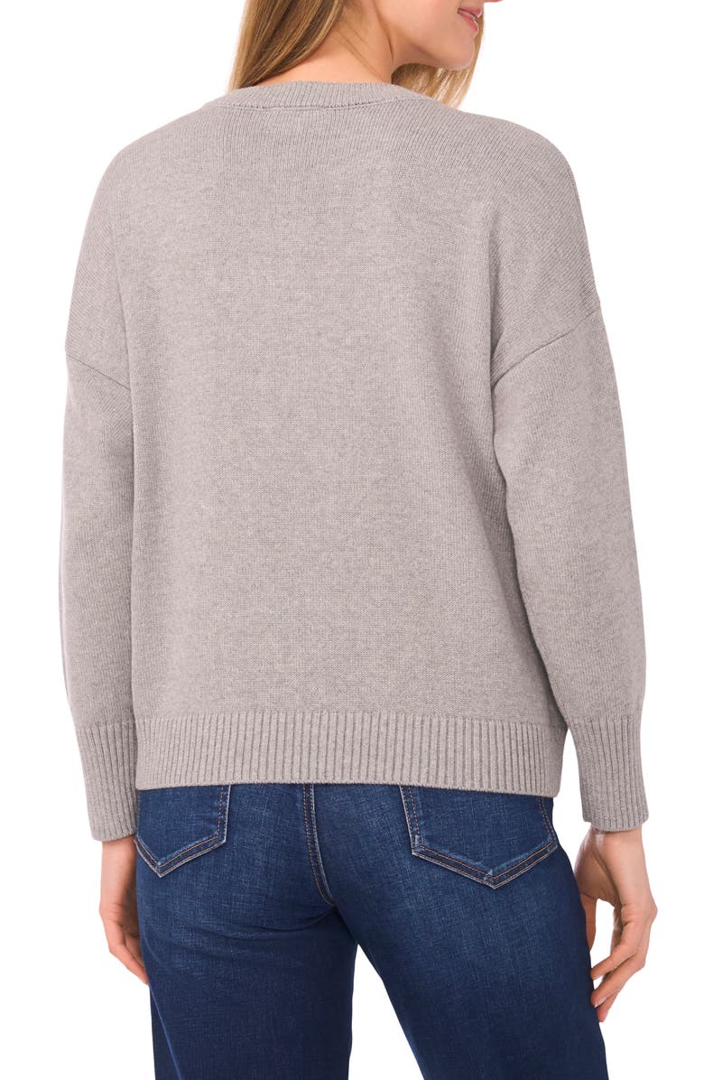 CeCe Weekend & Wine Cotton Sweater, Alternate, color, Light Heather Grey