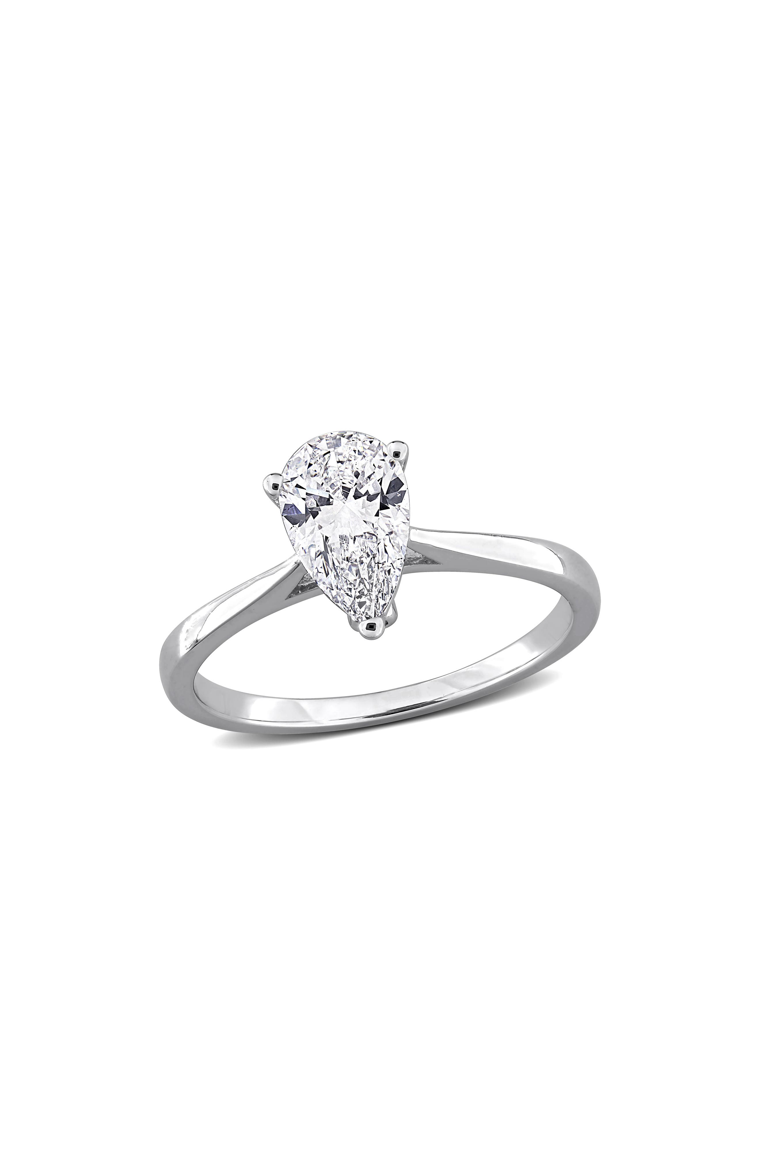 Created Forever Pear Cut Lab Grown Diamond Solitaire Ring