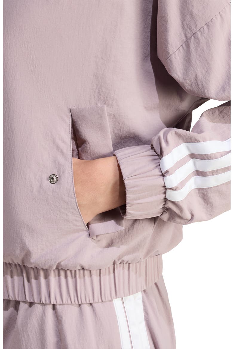 3-Stripes Woven Bomber Jacket, Alternate, color, PRELOVED FIG/ WHITE