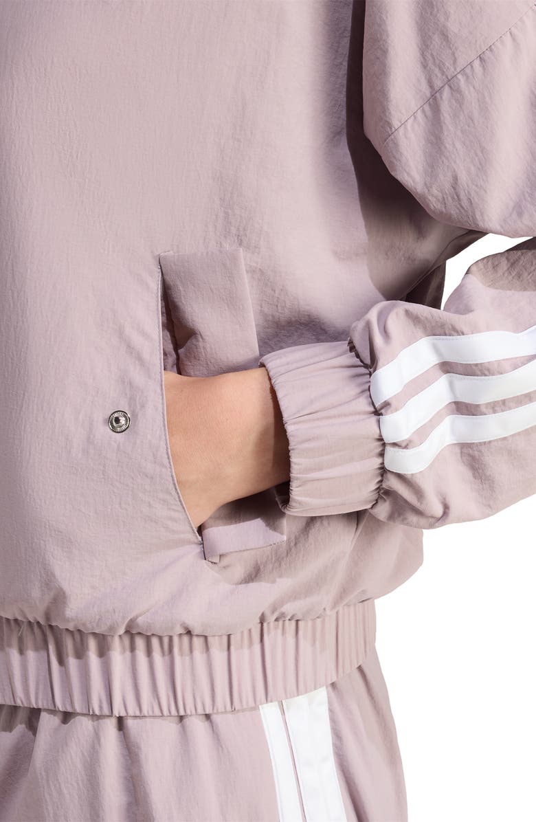 adidas 3-Stripes Woven Bomber Jacket, Alternate, color, Preloved Fig/ White