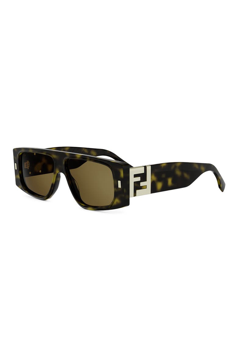 FF Squared 56mm Rectangular Sunglasses, Alternate, color, DARK HAVANA / BROWN