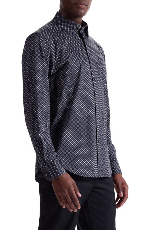 Bugatchi Jules Ooohcotton® Diamond Print Button-down Shirt In Black