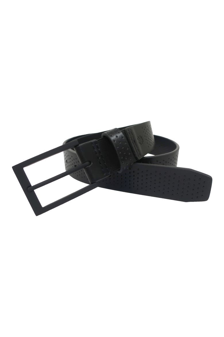 Perforated Faux Leather Belt, Main, color, BLACK