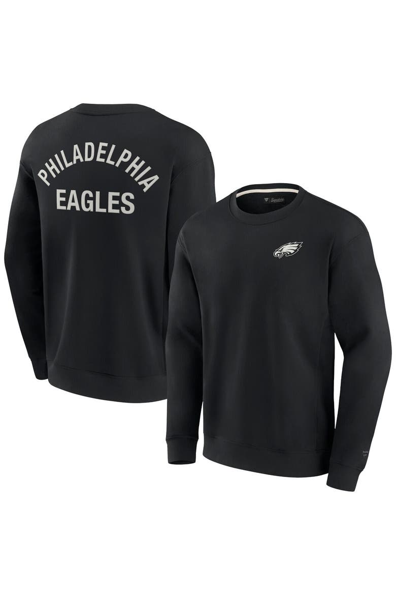 Unisex Fanatics Signature Black Philadelphia Eagles Super Soft Pullover Crew Sweatshirt, Alternate, color, Black