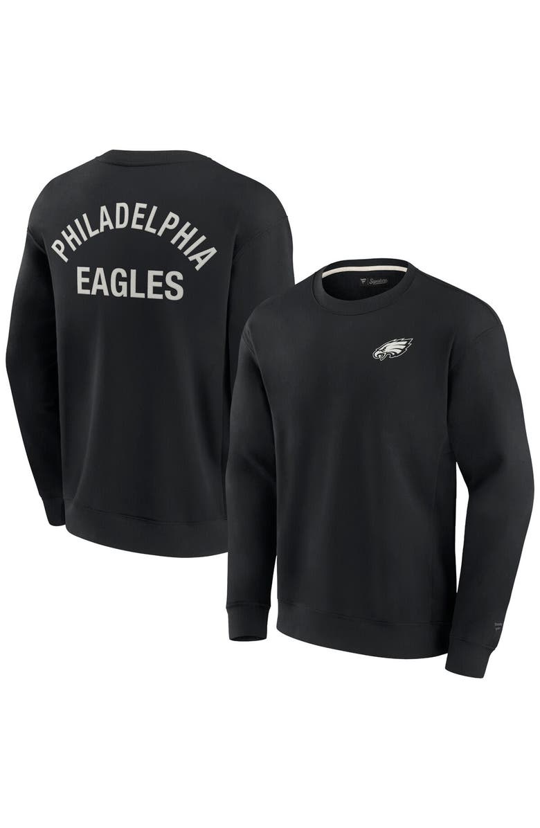 Fanatics Signature Unisex Fanatics Signature Black Philadelphia Eagles Super Soft Pullover Crew Sweatshirt, Alternate, color,