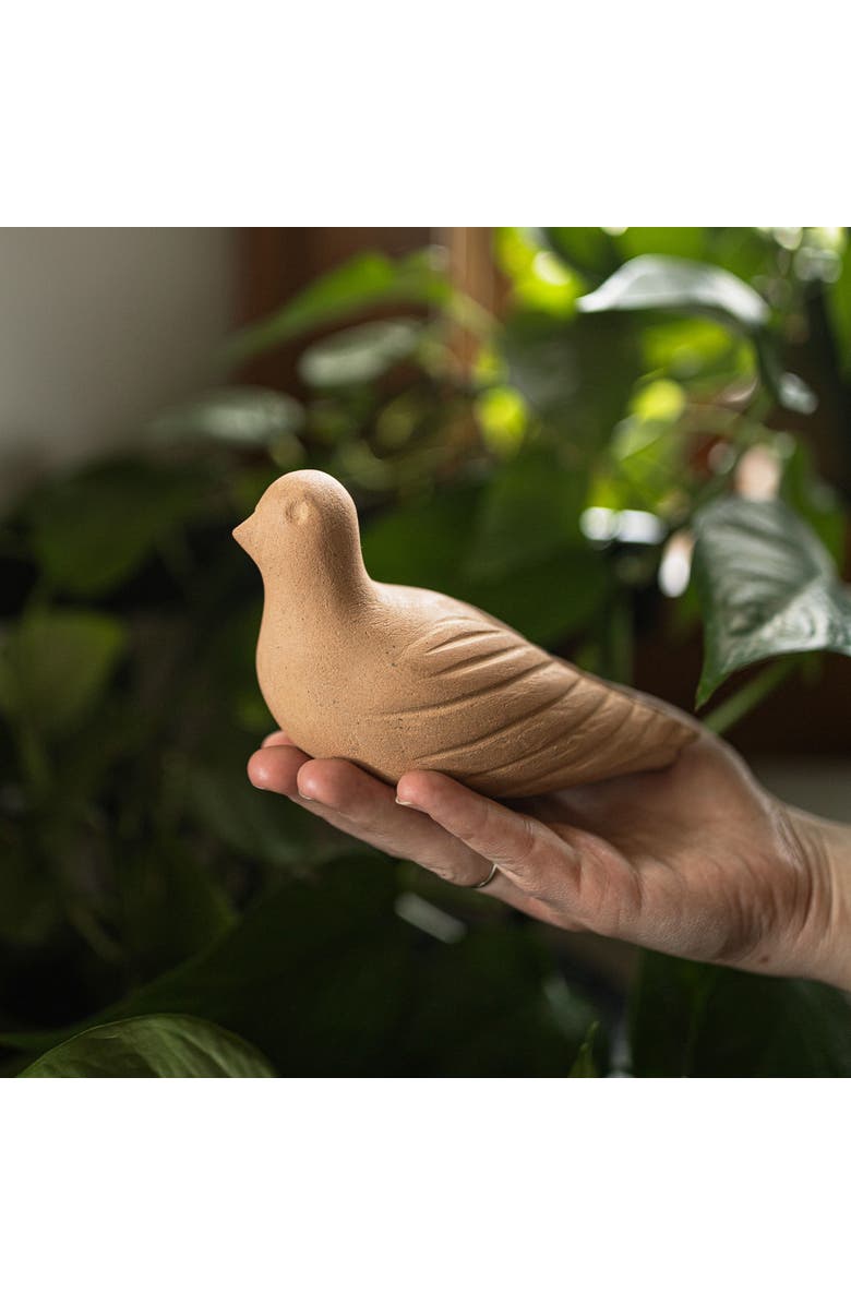 Foreside Home and Garden Sitting Bird Figure Natural Terracotta, Alternate, color, Brown
