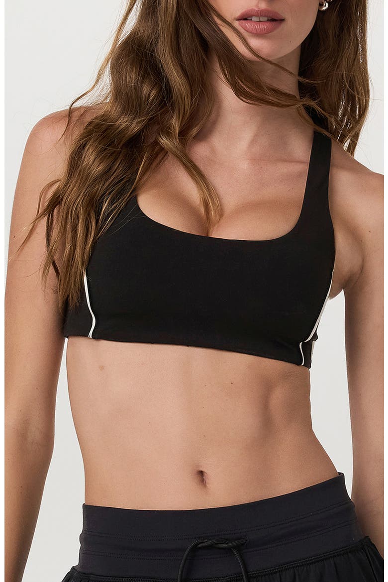 Daily Piped Sports Bra, Main, color, BLACK