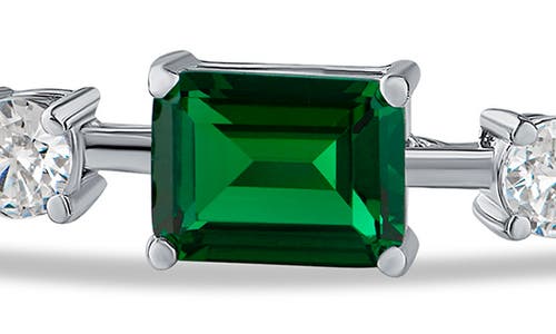 Cz By Kenneth Jay Lane Mixed Cubic Zirconia Station Line Bracelet In Green/clear Silver