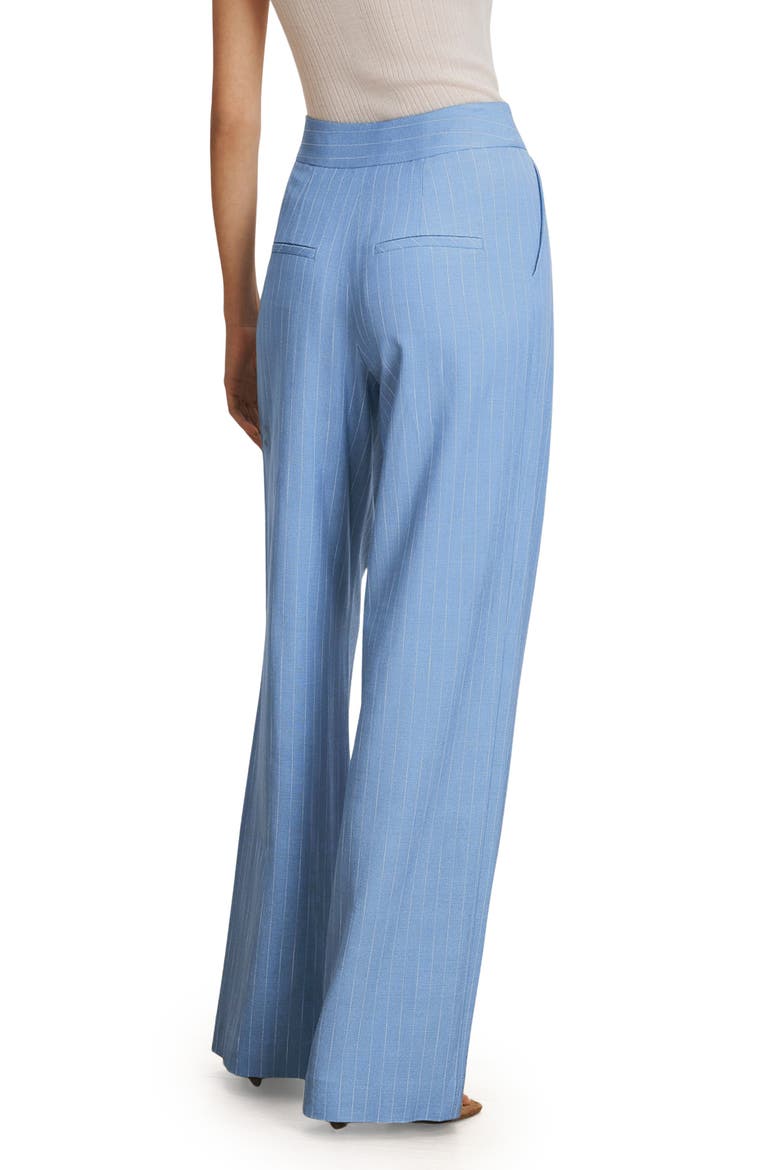 Heyser Pinstripe Pleated Wide Leg Pants, Alternate, color, BLUE JAY DOVE