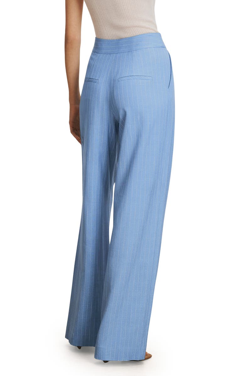 Veronica Beard Heyser Pinstripe Pleated Wide Leg Pants, Alternate, color, Blue Jay Dove