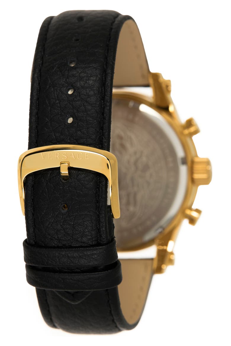 Men's Multi-function Leather Strap Watch, 44mm, Alternate, color, GOLD