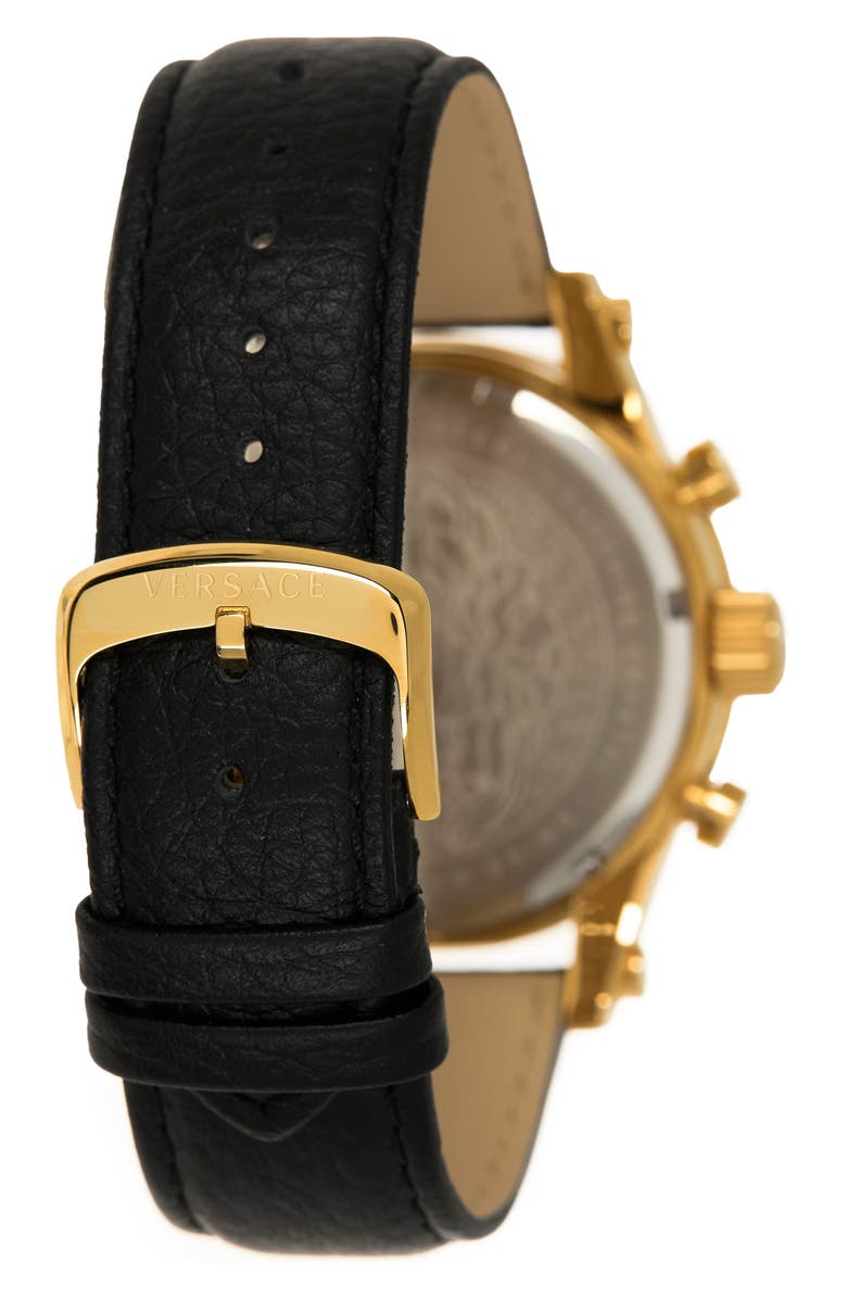 Versace Men's Multi-function Leather Strap Watch, 44mm, Alternate, color,