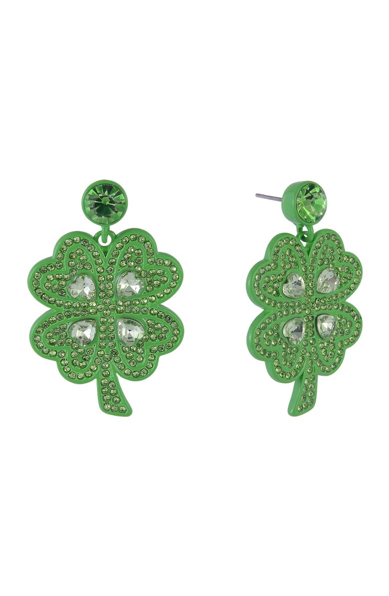 Hallmark Four Leaf Clover Earrings, Main, color, Green