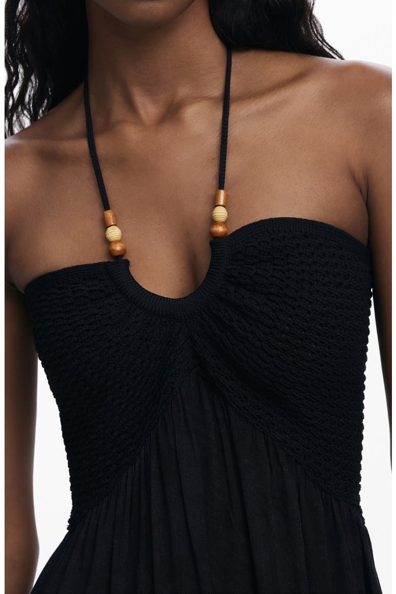 Beaded Mixed Media Maxi Cover-Up Sundress, Alternate, color, BLACK