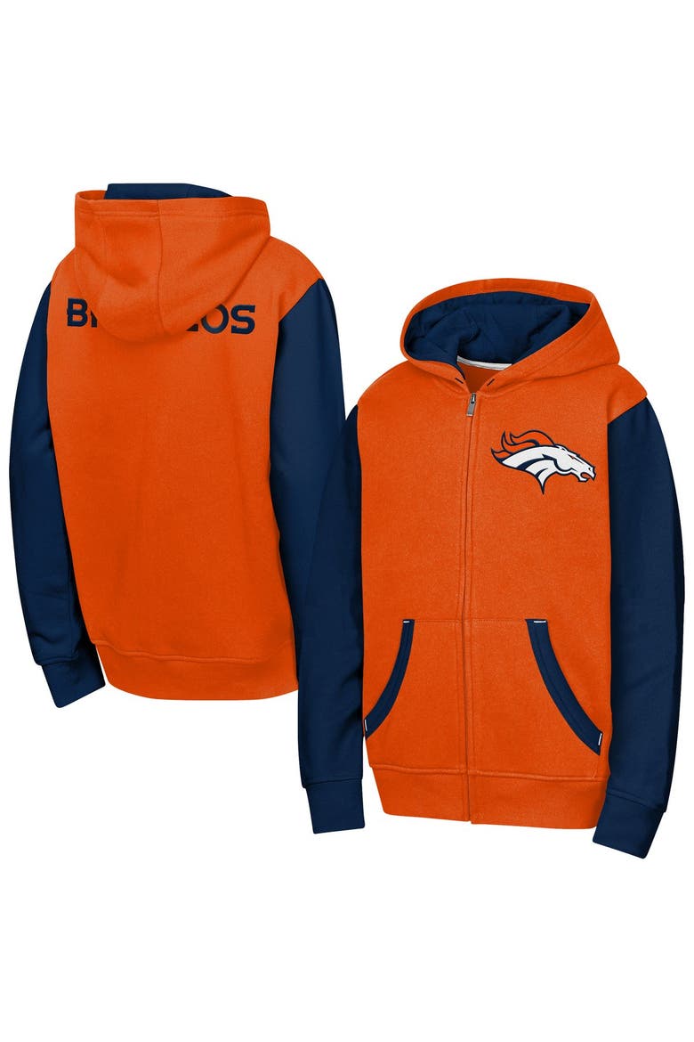 Youth Outerstuff Orange Denver Broncos Stadium Colorblock Full-Zip Hoodie, Main, color, Orange