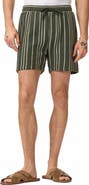 John Varvatos Everson Vertical Texture Stripe Cotton Blend Drawstring Shorts