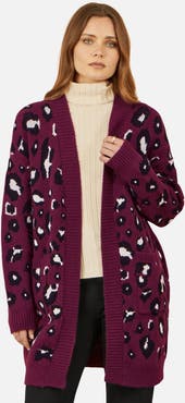 Yumi Animal Intarsia Long Cardigan