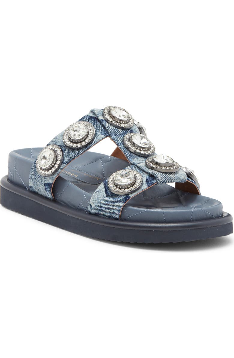 Kurt Geiger London Orson Crystal Slide Sandal, Main, color, Navy