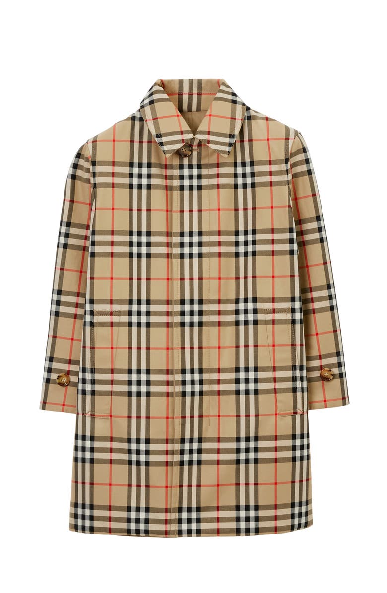 Burberry Reversible Check Gabardine Car Coat, Main, color, Archive Beige