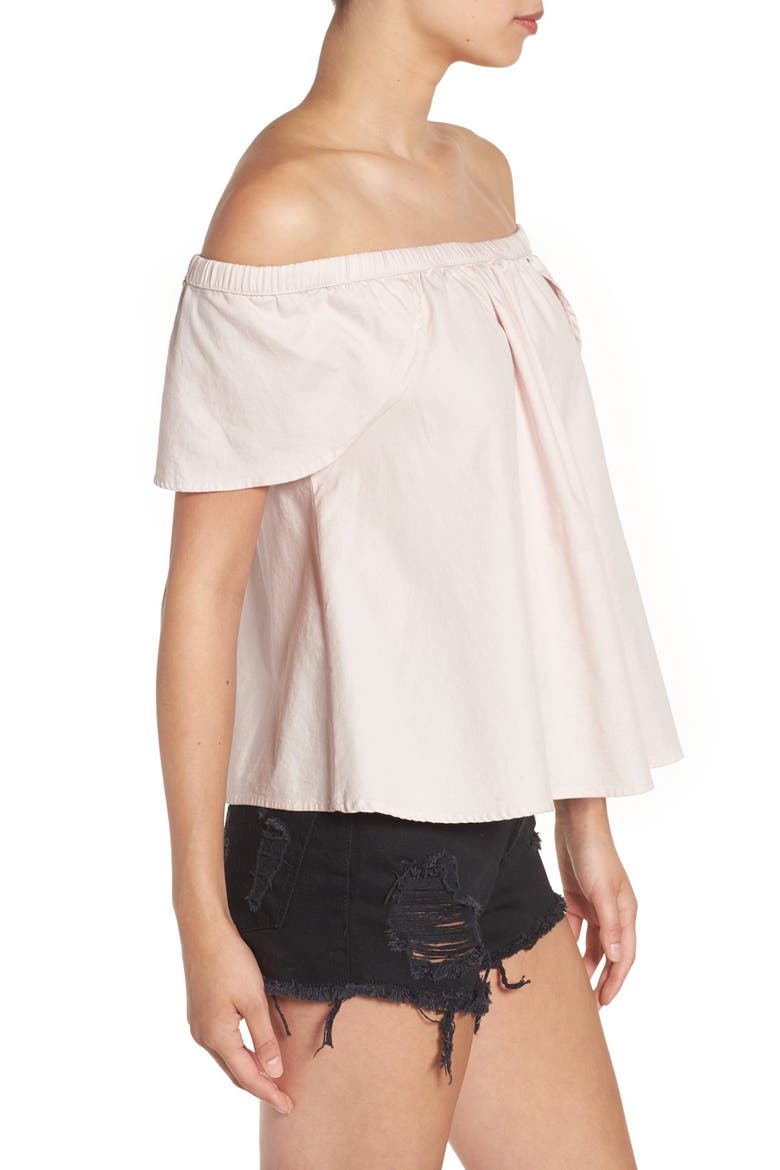 'Carmen' Flutter Sleeve Off the Shoulder Top, Alternate, color, PINK
