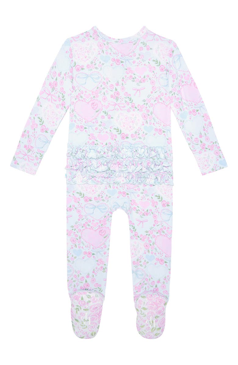 Posh Peanut Ruffle Zip Footie, Alternate, color, Light/ Pastel Blue