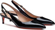 Santoni Women's patent leather mid-heel slingback