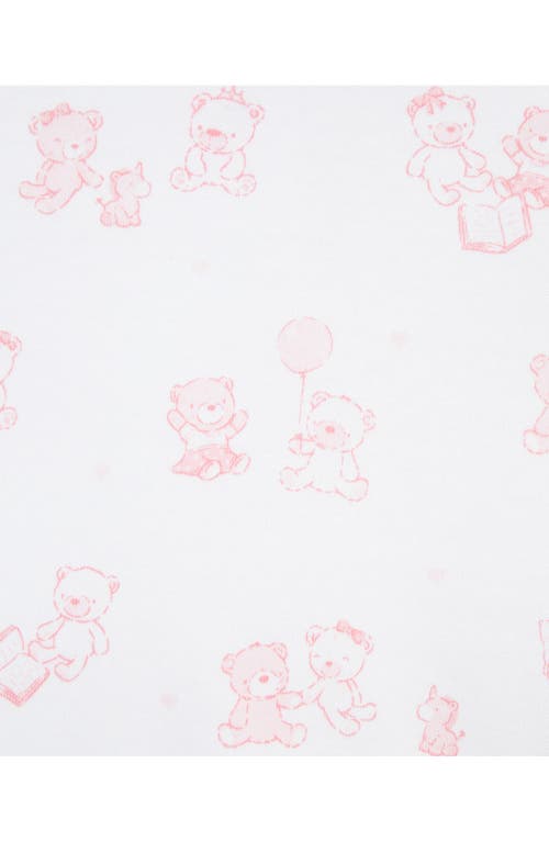 Little Me Bear Print Long Sleeve Top & Overalls In Pink