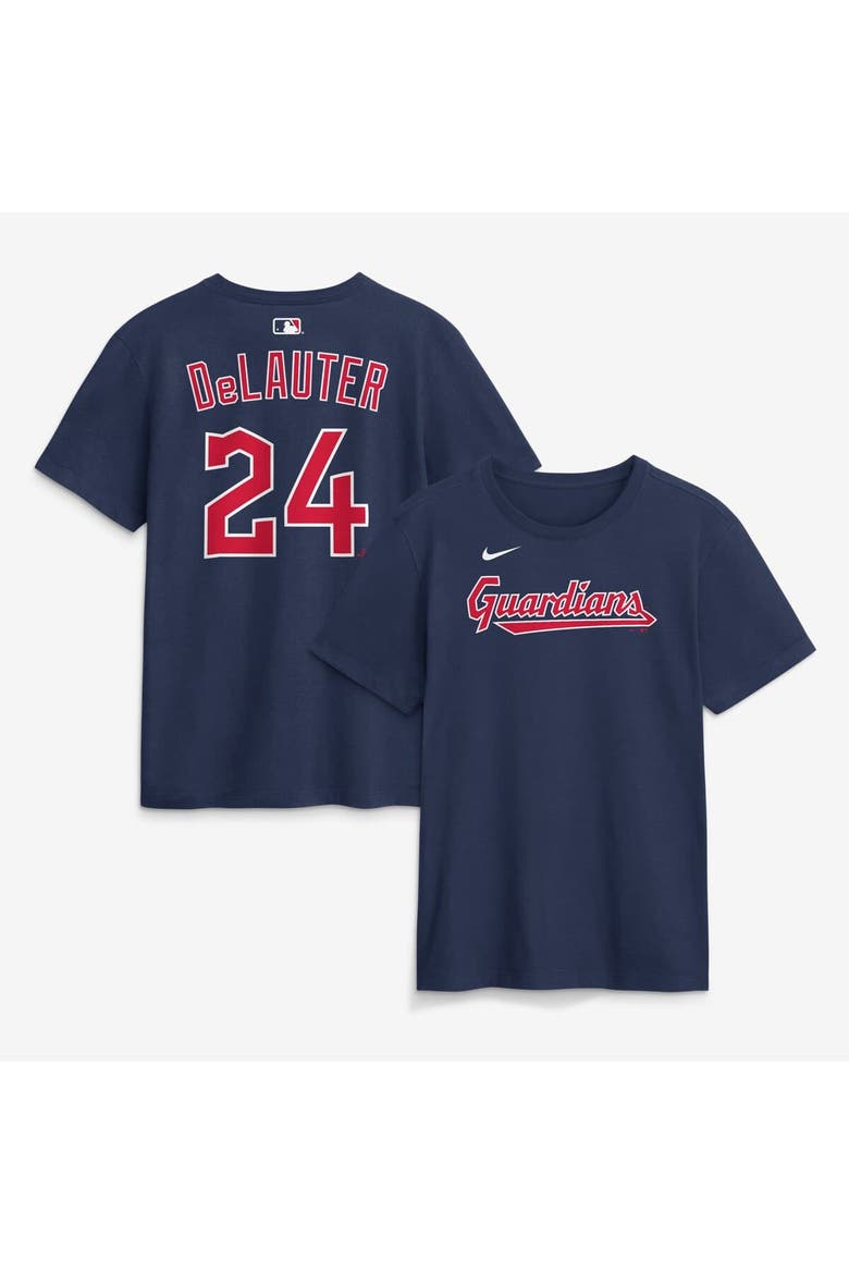 Men's Nike Chase DeLauter Navy Cleveland Guardians Name & Number T-Shirt, Main, color, Navy