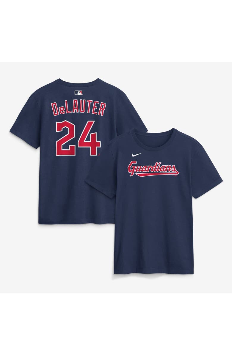 Nike Men's Nike Chase DeLauter Navy Cleveland Guardians Name & Number T-Shirt, Main, color, Navy