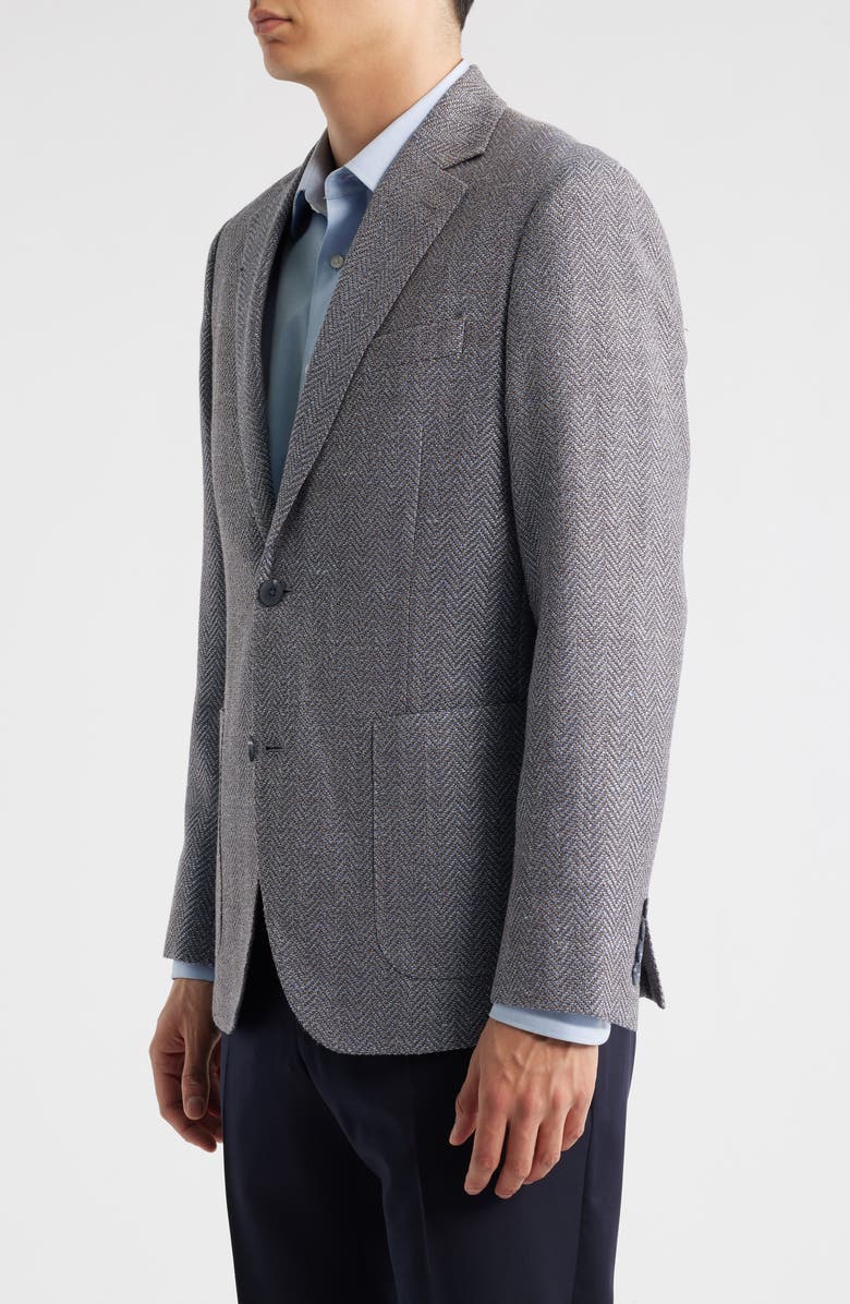 Nordstrom Henrik Trim Fit Italian Wool & Linen Blend Jacket, Alternate, color, Blue Satori Herring Textr