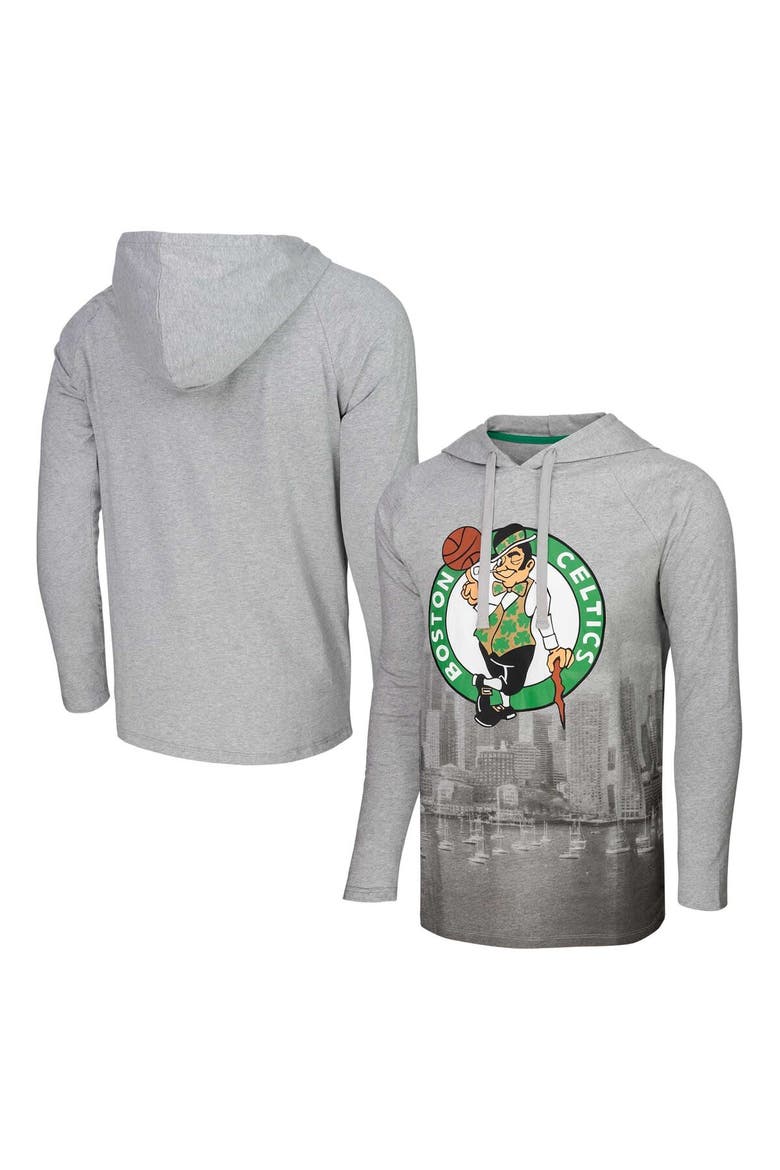Men's Stadium Essentials Heather Gray Boston Celtics Atrium Raglan Long Sleeve Hoodie T-Shirt, Main, color, Heather Gray