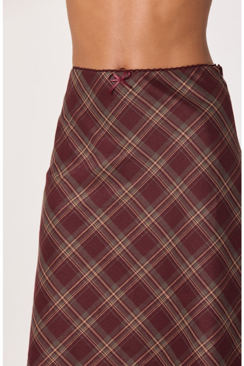 Plaid Slip Skirt, Alternate, color, BURGUNDY PLAID