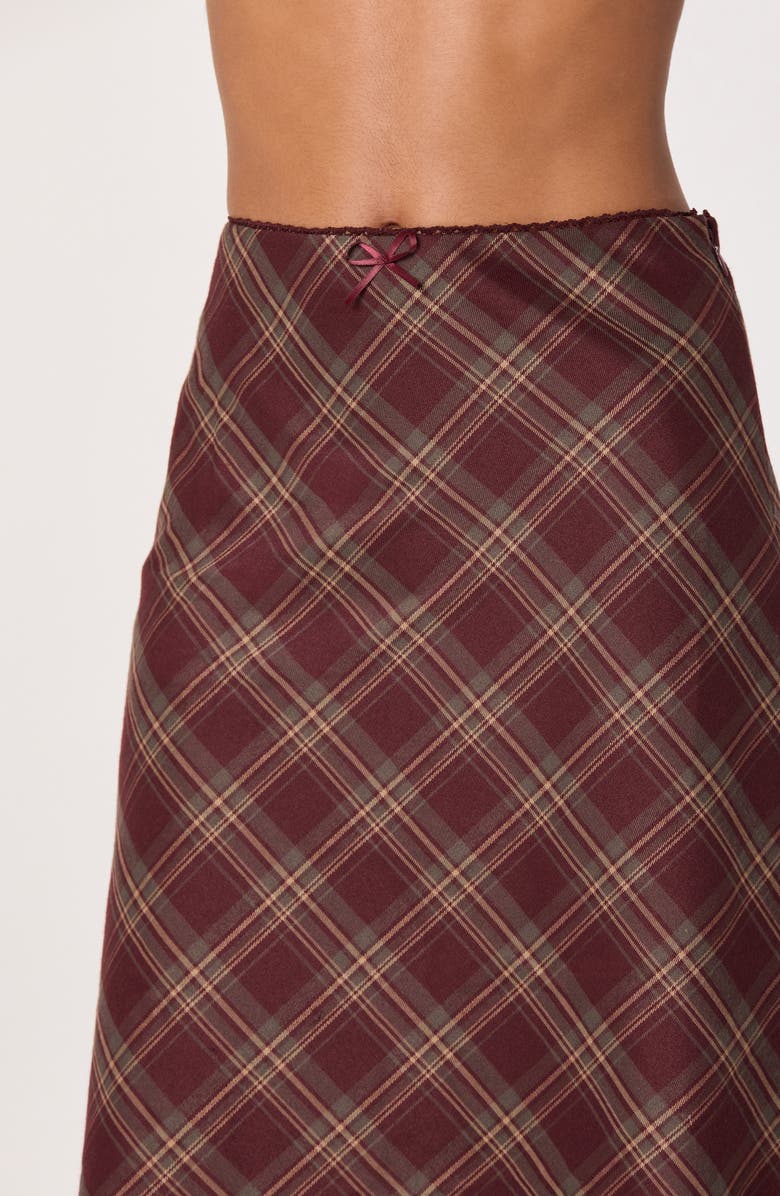 ASTR the Label Plaid Slip Skirt, Alternate, color, Burgundy Plaid