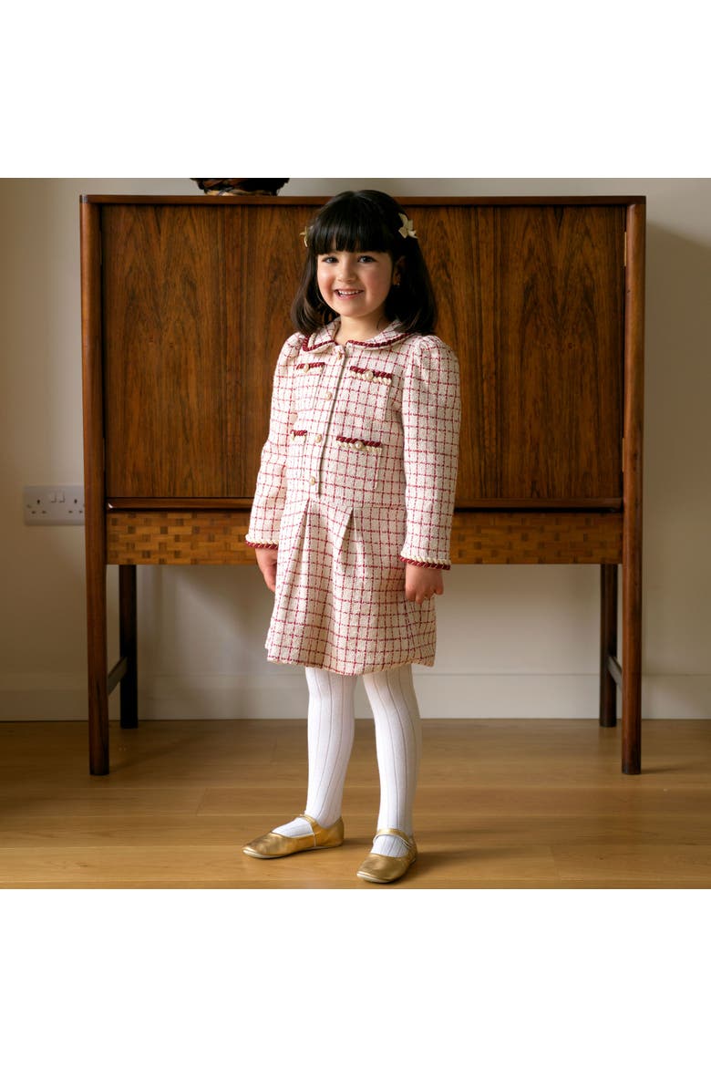 Check Tweed Dress, Alternate, color, Red
