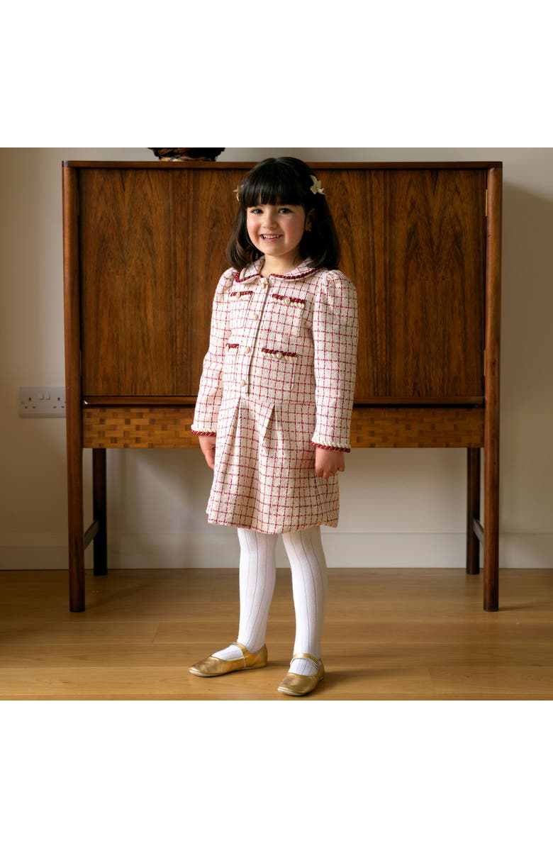 Rachel Riley Check Tweed Dress, Alternate, color, Red