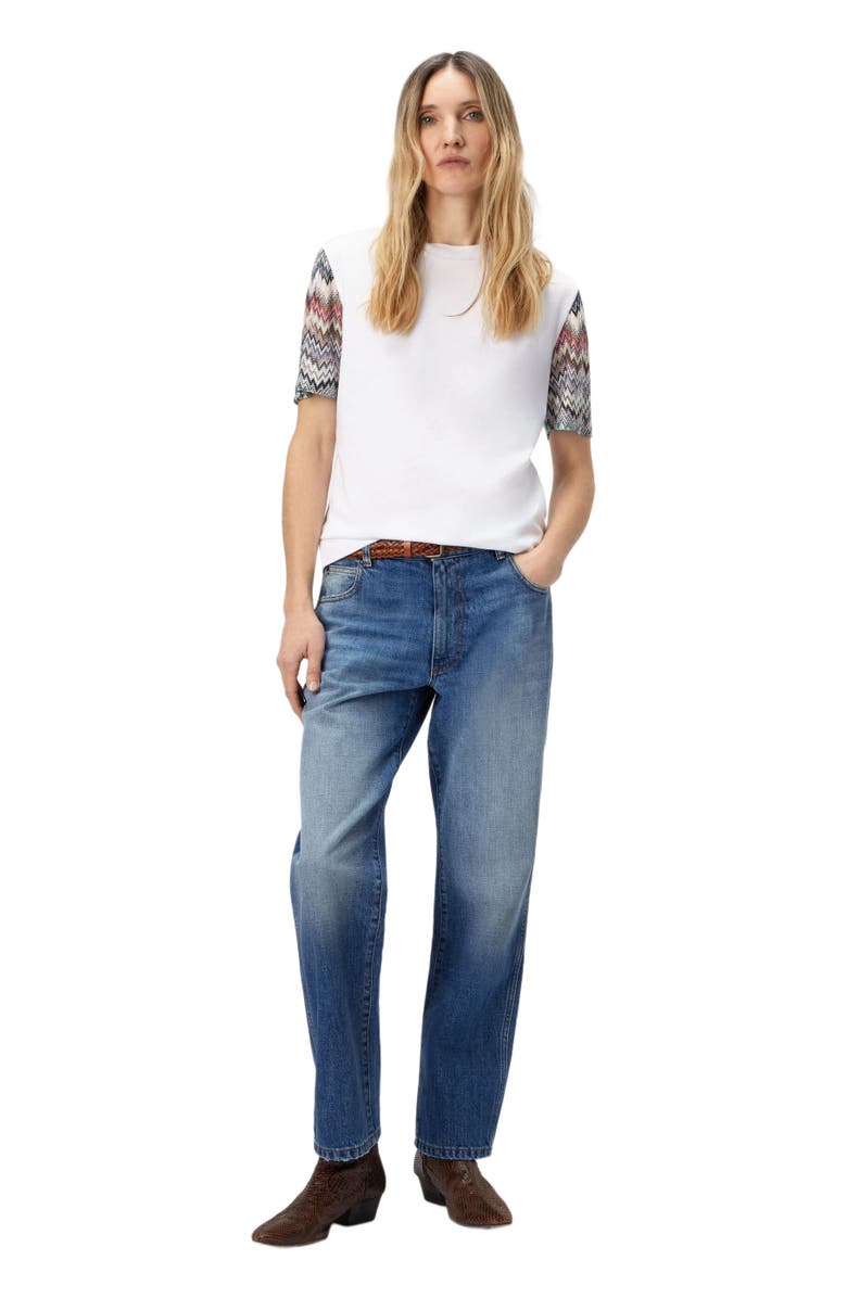 Missoni Short Sleeve T-shirt With Snake Pattern Insert, Main, color, White