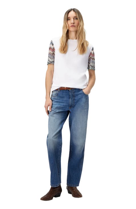 Short Sleeve T-shirt With Snake Pattern Insert