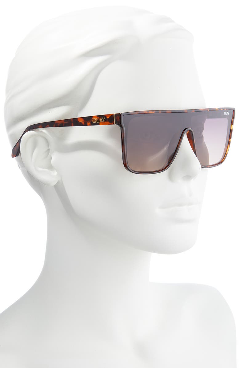 QUAY Nightfall Medium 138mm Shield Sunglasses, Alternate, color, Tort / Browndnu