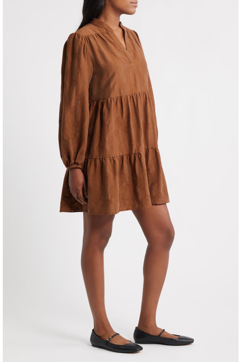 Sarrasin Long Sleeve Tiered Dress, Alternate, color, MARRON GLACE